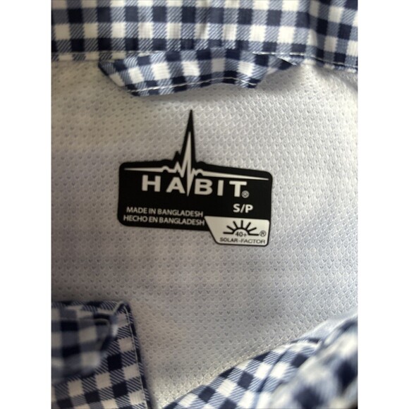 Habit Men's UPF 40+ Crayfish Creek Long Sleeve Navy PlaidRiver Shirt sz SFishing - Picture 5 of 8